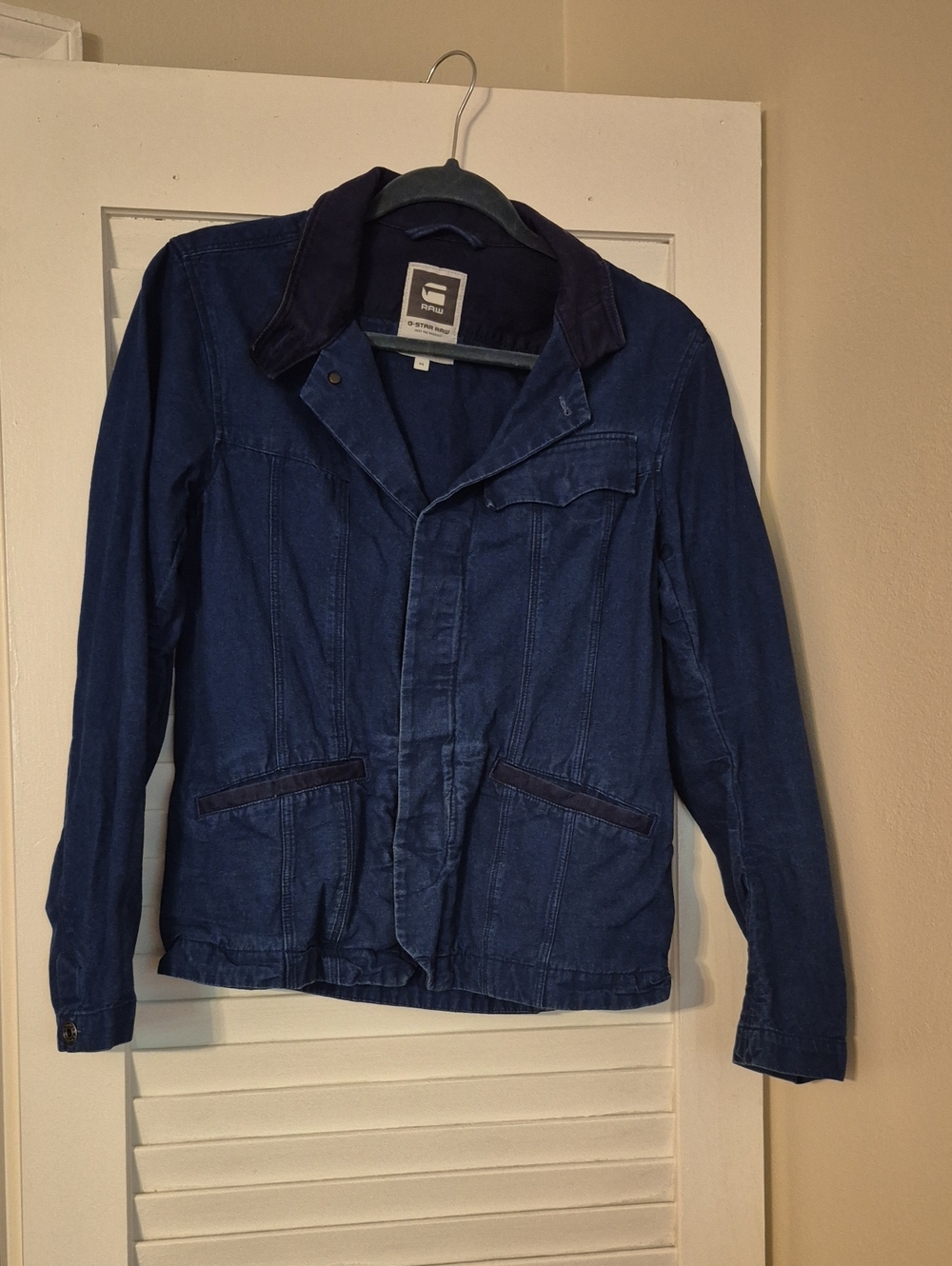 G-Star Blue Lightweight Denim Shirt Jacket with Contrast Collar